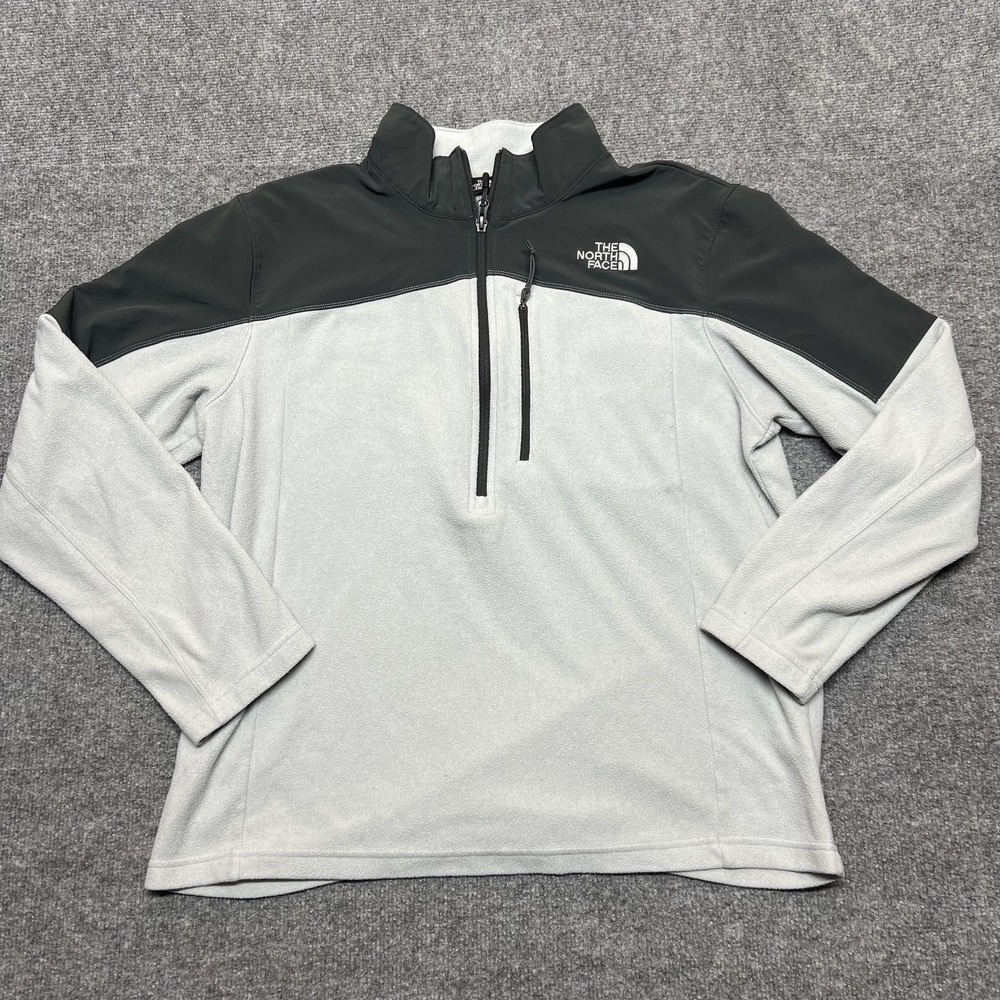 The North Face Jacket Mens L Gray Fleece 1/4 Zip Pullover Windbreaker Outdoor